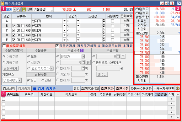 매수시세감시 화면
