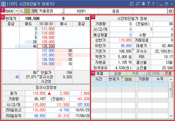 시간외 단일가 현재가 메인